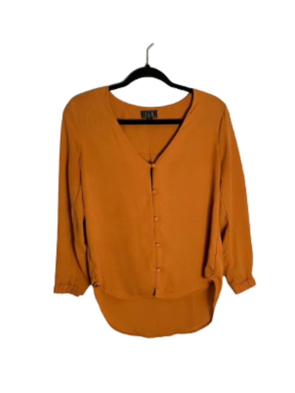 OLM Women’s Amber V-Neck Button Down Long Sleeve Blouse Top Amber Size S